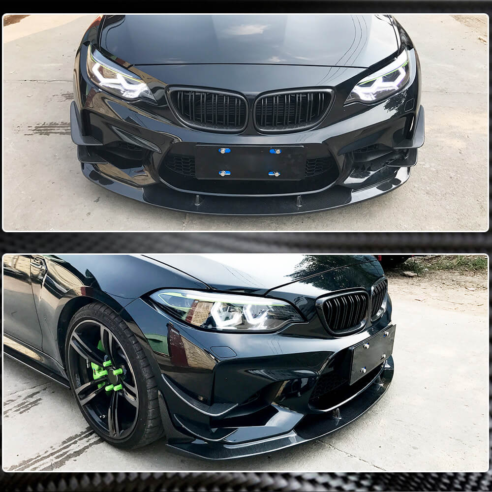 BMW 2 Series F87 M2 2016-2019 Front Bumper Lip Carbon Fiber-Ahacarbon