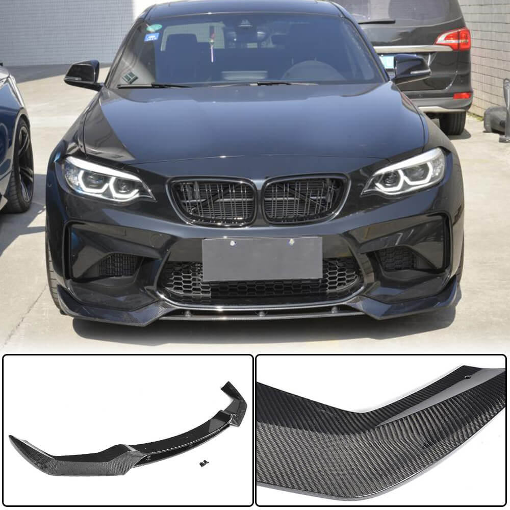 BMW 2 Series F87 M2 Coupe 2016-2019 Front Bumper Lip Carbon Fiber-Ahacarbon