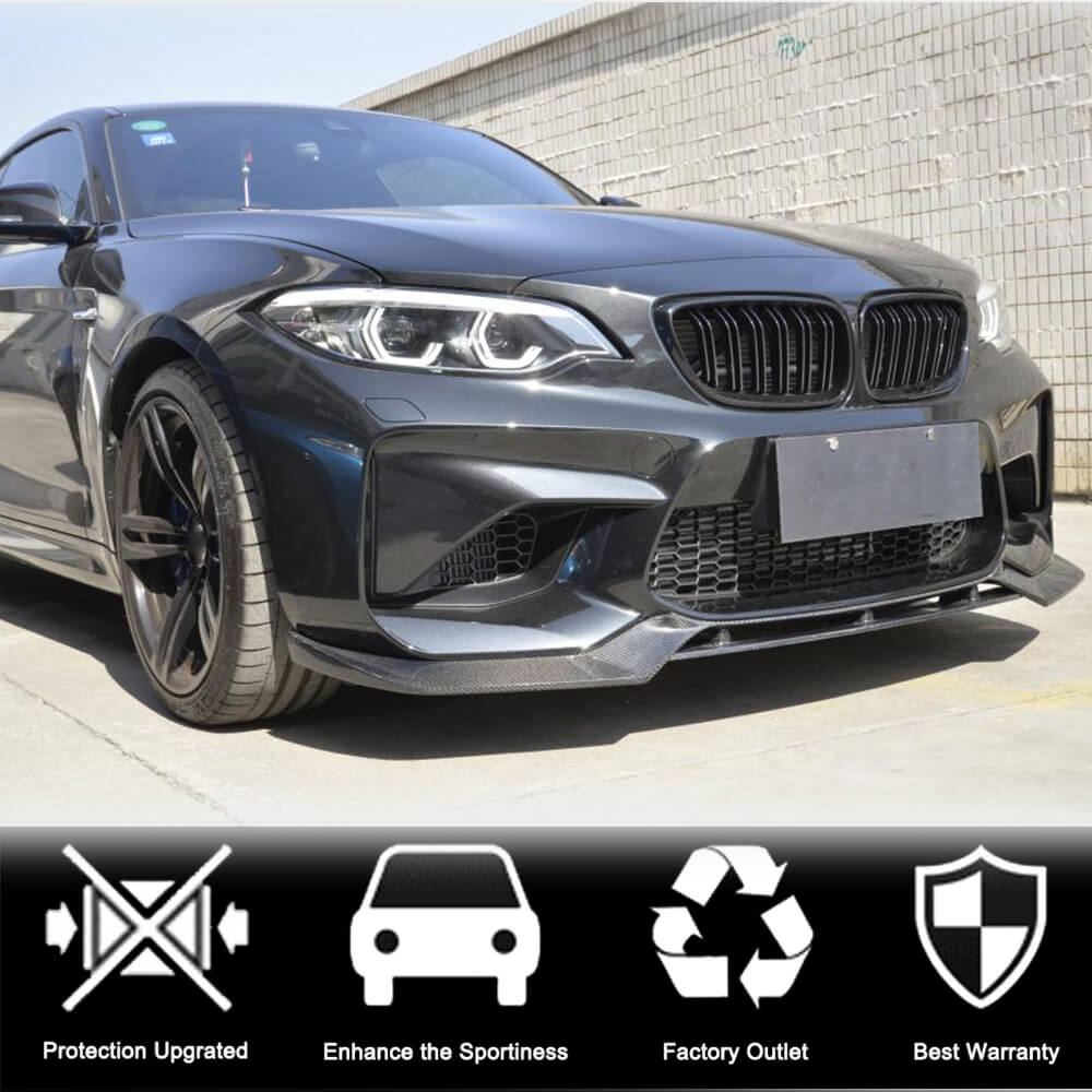 BMW 2 Series F87 M2 Coupe 2016-2019 Front Bumper Lip Carbon Fiber-Ahacarbon