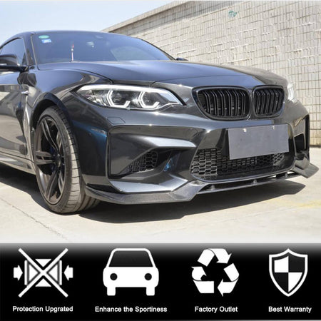 BMW 2 Series F87 M2 Coupe 2016-2019 Front Bumper Lip Carbon Fiber-Ahacarbon