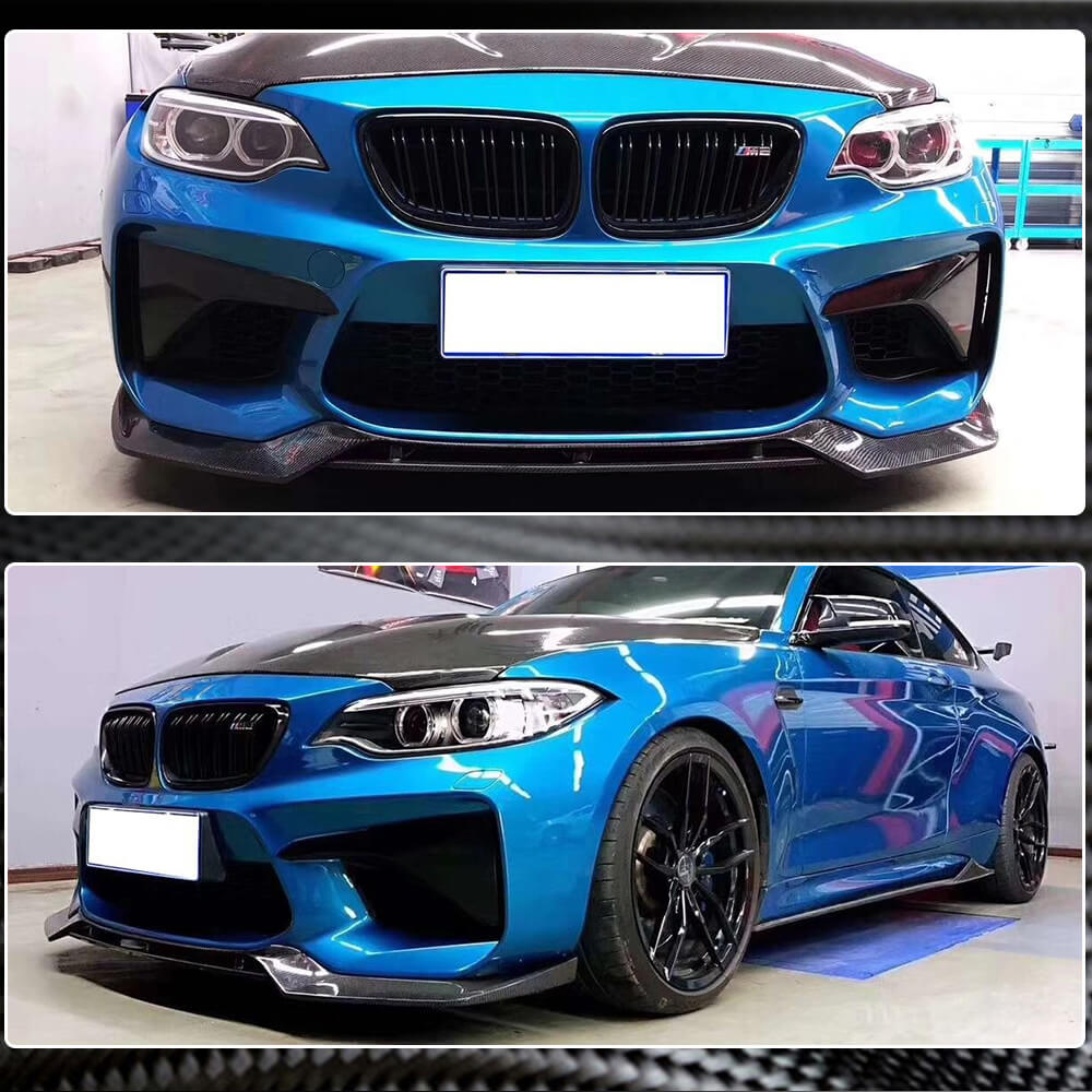 BMW 2 Series F87 M2 Coupe 2016-2019 Front Bumper Lip Carbon Fiber-Ahacarbon