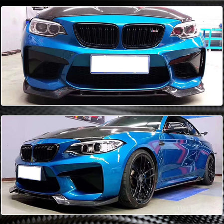 BMW 2 Series F87 M2 Coupe 2016-2019 Front Bumper Lip Carbon Fiber-Ahacarbon