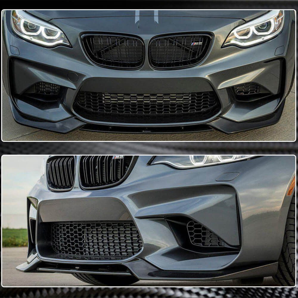 BMW 2 Series F87 M2 Coupe 2016-2019 Front Bumper Lip Carbon Fiber-Ahacarbon