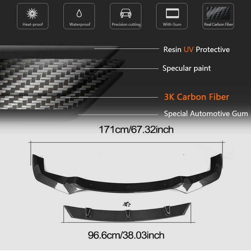 BMW 2 Series F87 M2 Coupe 2016-2019 Front Bumper Lip Carbon Fiber-Ahacarbon