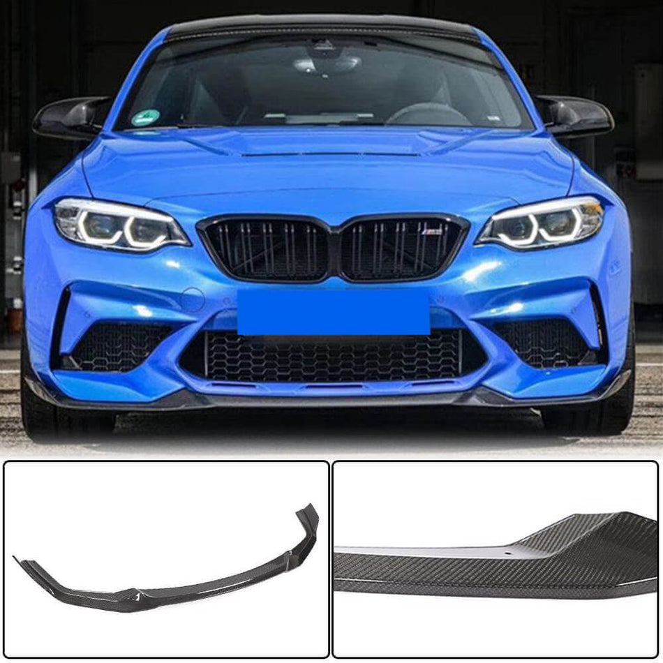 BMW 2 Series F87 M2 Competition M2C 2018-2020 Front Bumper Lip Carbon Fiber-Ahacarbon