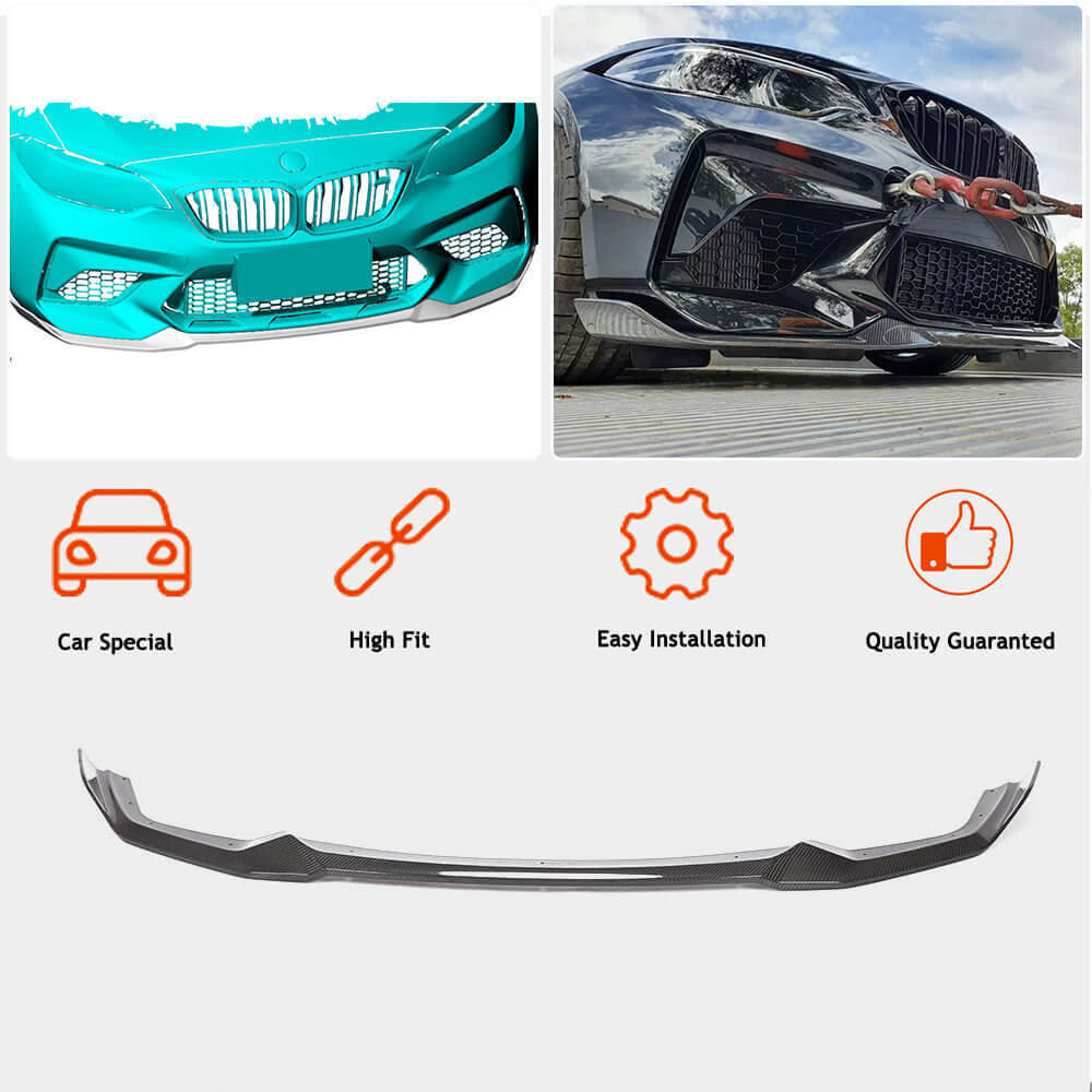 BMW 2 Series F87 M2 Competition M2C 2018-2020 Front Bumper Lip Carbon Fiber-Ahacarbon