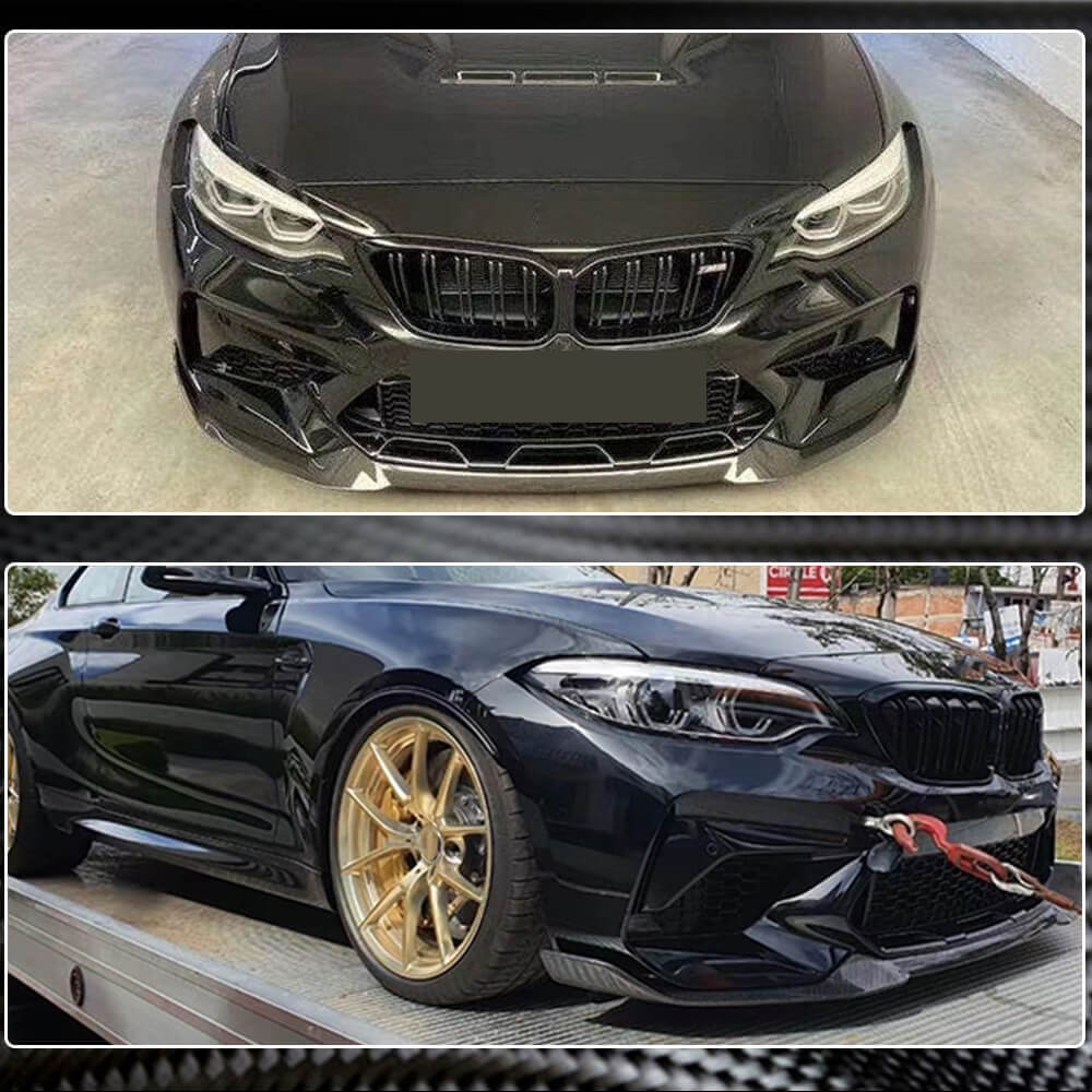 BMW 2 Series F87 M2 Competition M2C 2018-2020 Front Bumper Lip Carbon Fiber-Ahacarbon