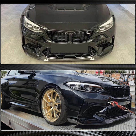 BMW 2 Series F87 M2 Competition M2C 2018-2020 Front Bumper Lip Carbon Fiber-Ahacarbon