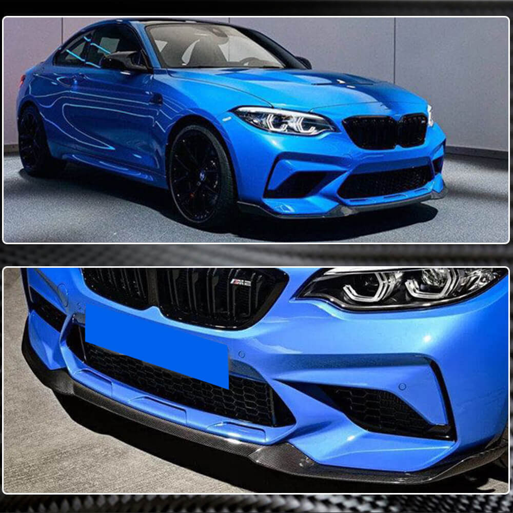 BMW 2 Series F87 M2 Competition M2C 2018-2020 Front Bumper Lip Carbon Fiber-Ahacarbon