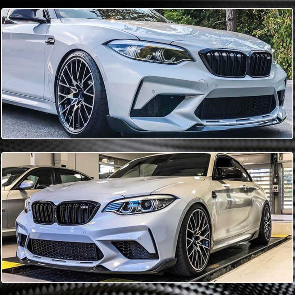 BMW 2 Series F87 M2 Competition M2C 2018-2022 Front Bumper Lip Carbon Fiber-Ahacarbon