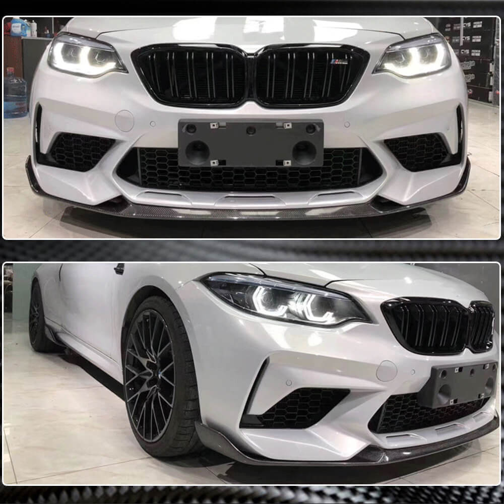 BMW 2 Series F87 M2 Competition M2C 2018-2022 Front Bumper Lip Carbon Fiber-Ahacarbon