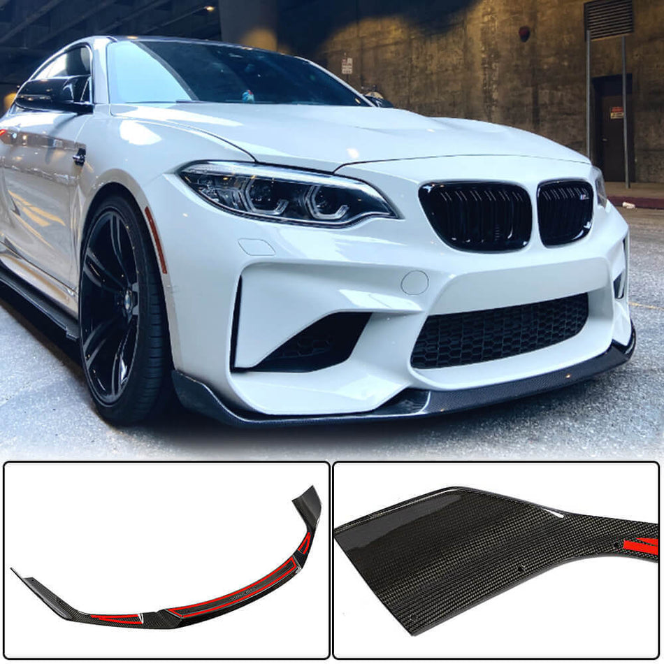 BMW 2 Series F87 M2 Competition M2C 2018-2020 Front Bumper Lip Carbon Fiber-Ahacarbon
