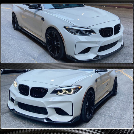 BMW 2 Series F87 M2 Competition M2C 2018-2020 Front Bumper Lip Carbon Fiber-Ahacarbon