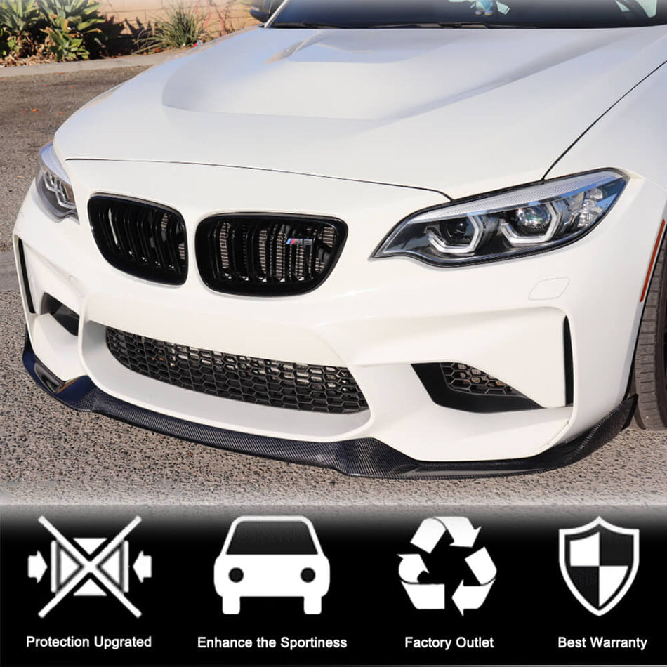 BMW 2 Series F87 M2 Coupe 2016-2019 Front Bumper Lip Carbon Fiber-Ahacarbon