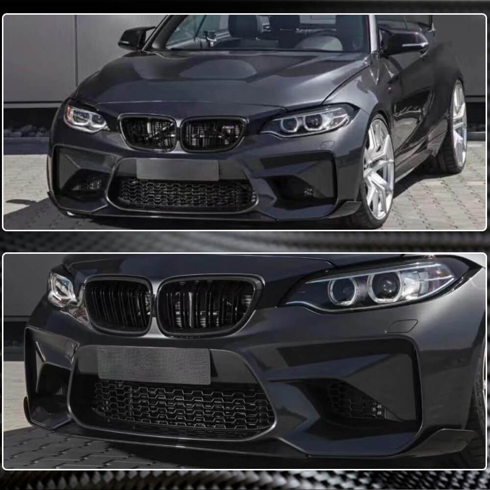 BMW 2 Series F87 M2 Coupe 2016-2019 Front Bumper Lip Carbon Fiber-Ahacarbon