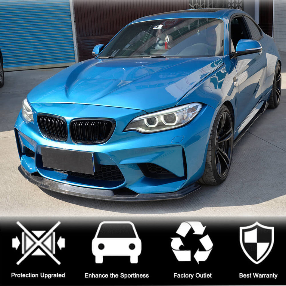 BMW 2 Series F87 M2 Coupe 2016-2020 Front Bumper Lip Carbon Fiber/FRP-Ahacarbon