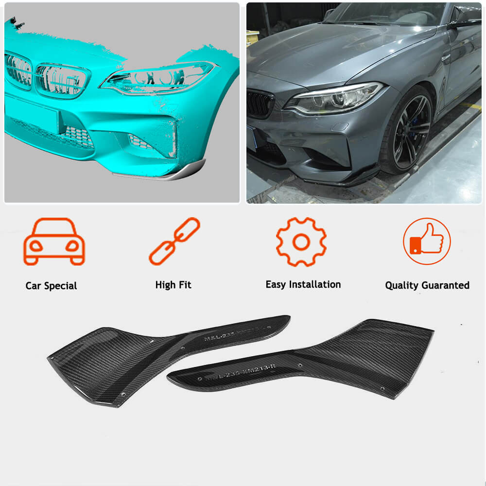 BMW 2 Series F87 M2 M2C 2016-2020 Front Bumper Splitters Carbon Fiber-Ahacarbon