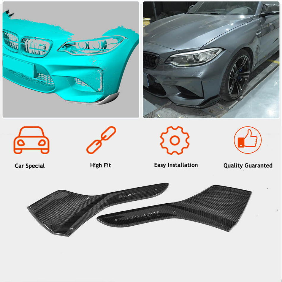 BMW 2 Series F87 M2 M2C 2016-2020 Front Bumper Splitters Carbon Fiber-Ahacarbon