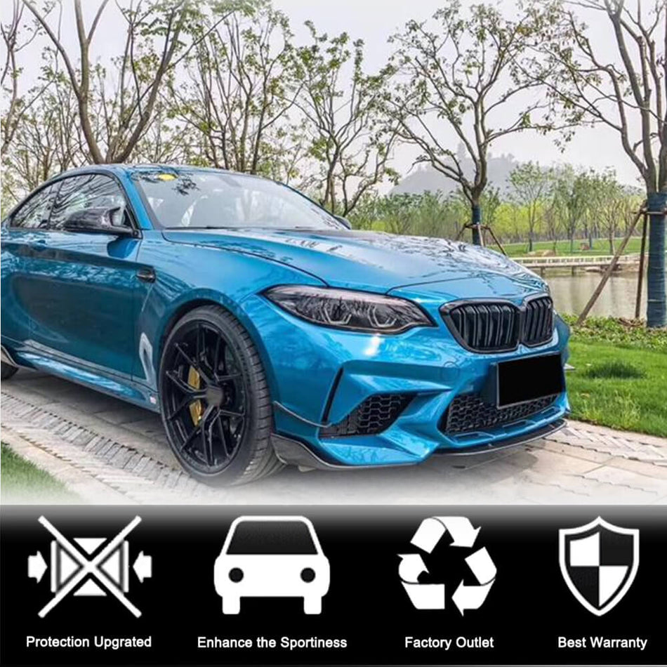 BMW 2 Series F87 M2 M2C 2016-2020 Front Bumper Lip Carbon Fiber-Ahacarbon
