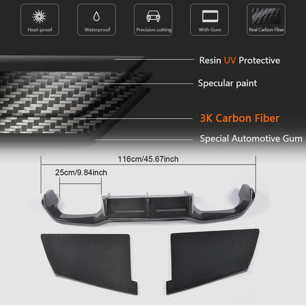 BMW 2 Series F87 M2 M2C 2016-2020 Rear Bumper Diffuser Carbon Fiber-Ahacarbon