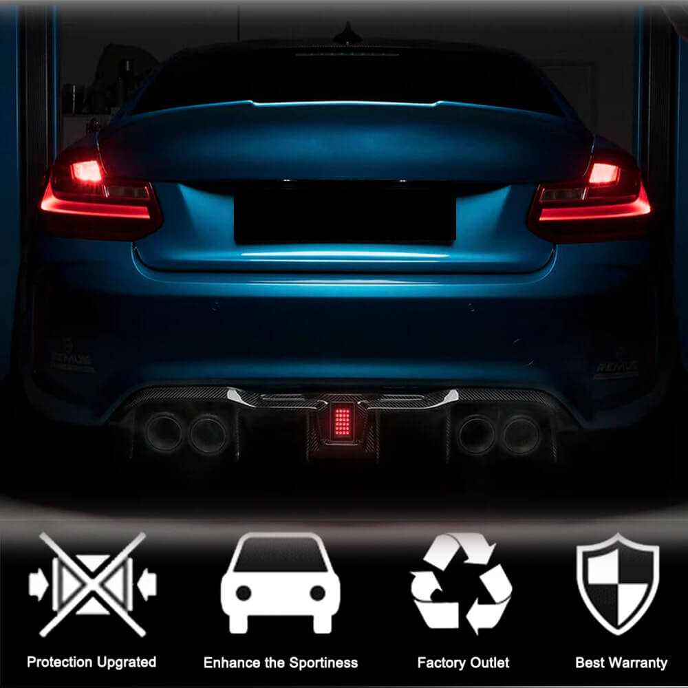 BMW 2 Series F87 M2 M2C 2016-2020 Rear Bumper Diffuser Splitters With LED Brake Light Carbon Fiber-Ahacarbon
