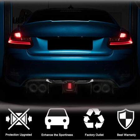 BMW 2 Series F87 M2 M2C 2016-2020 Rear Bumper Diffuser Splitters With LED Brake Light Carbon Fiber-Ahacarbon