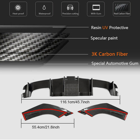 BMW 2 Series F87 M2 M2C 2016-2020 Rear Bumper Diffuser Splitters With LED Brake Light Carbon Fiber-Ahacarbon