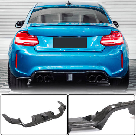 BMW 2 Series F87 M2 M2C 2016-2020 Rear Bumper Diffuser Carbon Fiber (With LED Brake Light)-Ahacarbon
