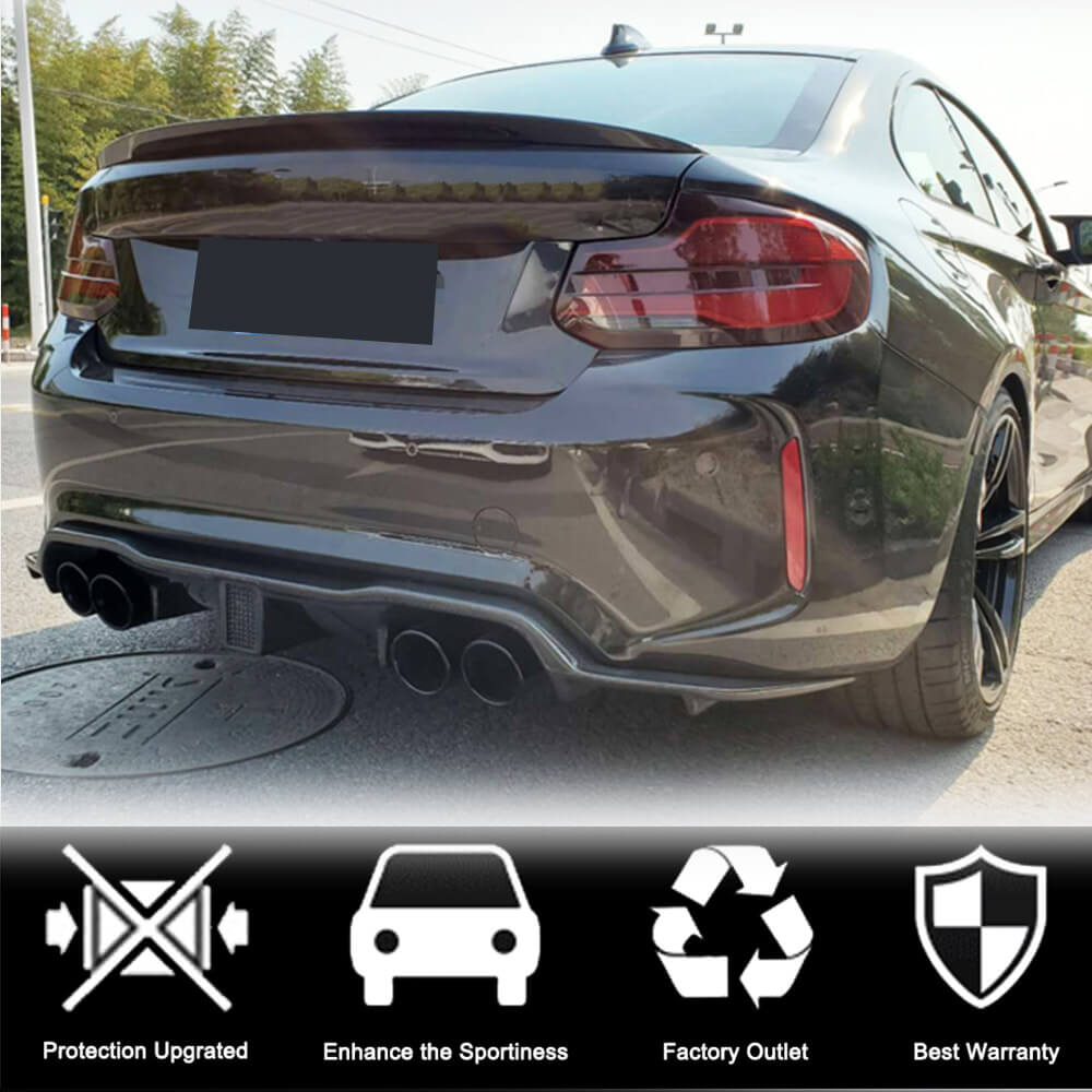 BMW 2 Series F87 M2 M2C 2016-2020 Rear Bumper Diffuser Carbon Fiber (With LED Brake Light)-Ahacarbon