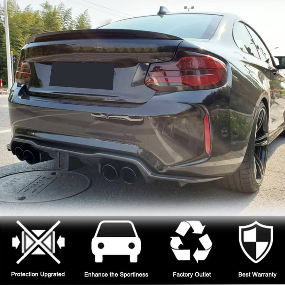 BMW 2 Series F87 M2 M2C 2016-2020 Rear Bumper Diffuser Carbon Fiber (With LED Brake Light)-Ahacarbon