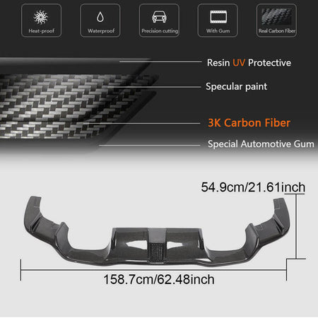 BMW 2 Series F87 M2 M2C 2016-2020 Rear Bumper Diffuser Carbon Fiber (With LED Brake Light)-Ahacarbon