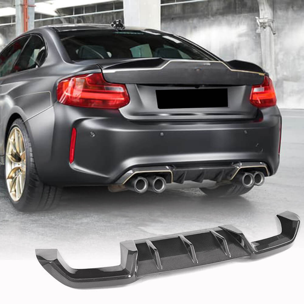 BMW 2 Series F87 M2 M2C Coupe 2016-2020 Rear Bumper Diffuser Carbon Fiber-Ahacarbon