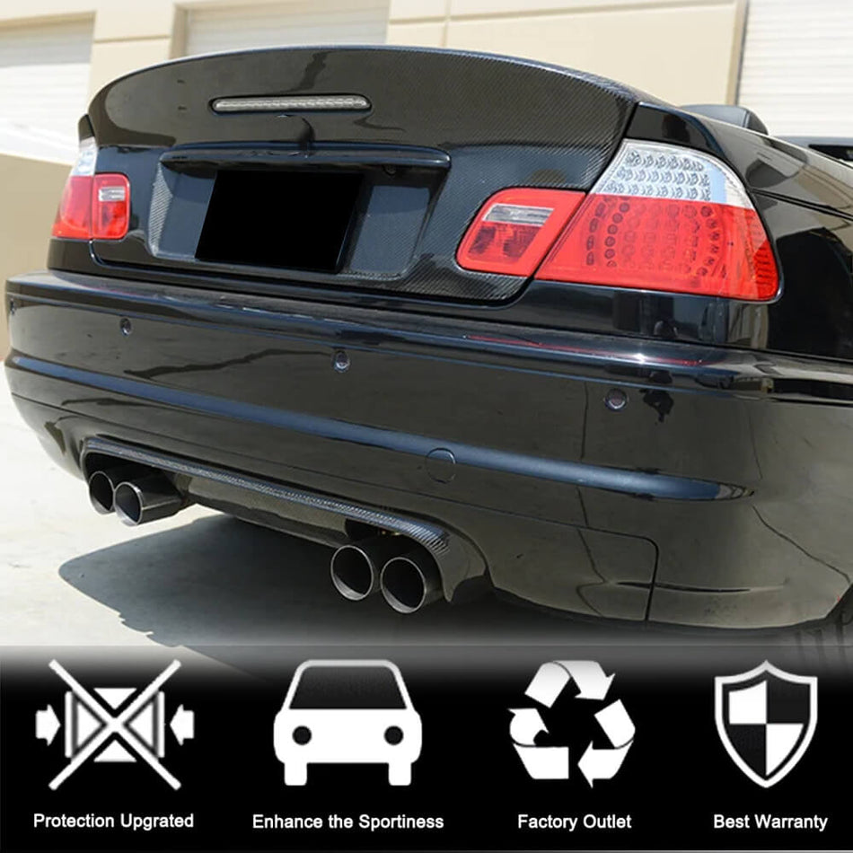 BMW 3 Series E46 M3 2000-2006 Rear Bumper Diffuser Half Carbon Fiber-Ahacarbon