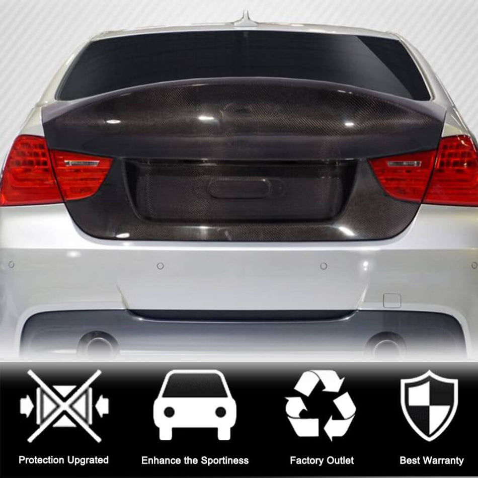 For BMW 3 Series E90 Sedan LCI Carbon Fiber Rear Taigate Trunk Lid Cover | 325I 328I 330I 335I M3-Ahacarbon