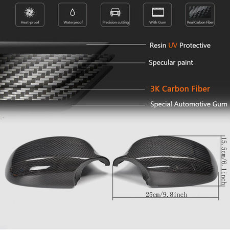 BMW 3 Series E90 E91 LCI 2009-2012 Mirror Covers Pair Carbon Fiber-Ahacarbon