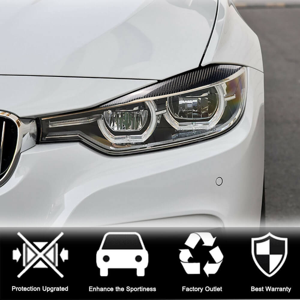 BMW 3 Series F30 2012-2018 Headlight Eyebrows Carbon Fiber-Ahacarbon