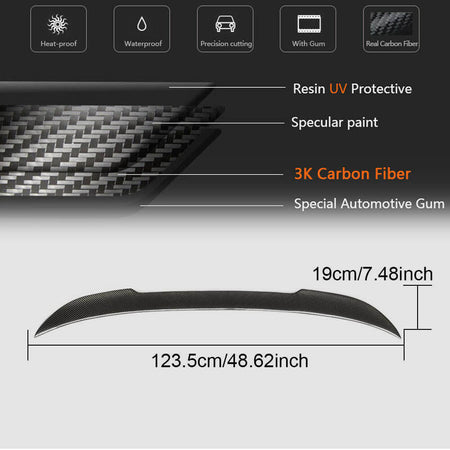 For BMW 3 Series F30 F80 Carbon Fiber Rear Trunk Spoiler Boot Wing Lip Car Spoiler | 316i 318i 320i 328i 330i 335i 340i M3-Ahacarbon