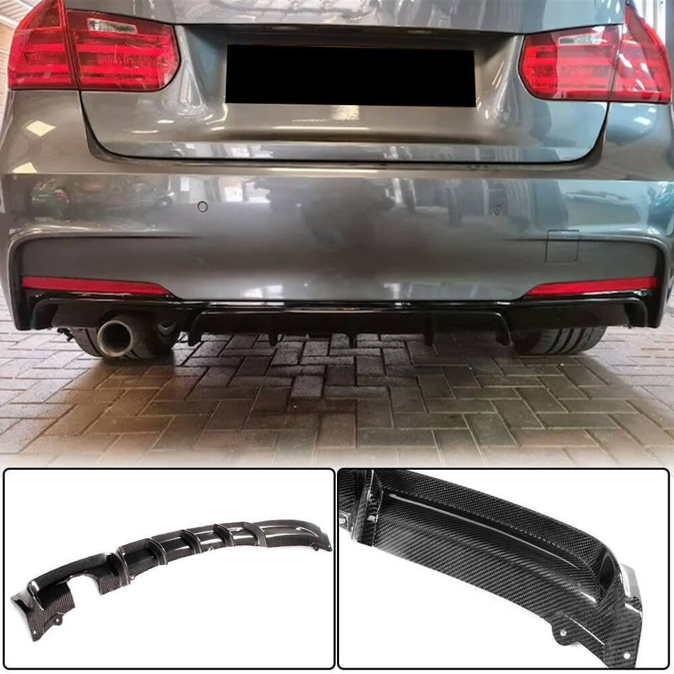 BMW 3 Series F30 M Sport 2012-2018 Rear Bumper Diffuser Carbon Fiber-Ahacarbon