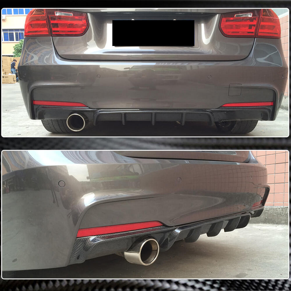 BMW 3 Series F30 M Sport 2012-2018 Rear Bumper Diffuser Carbon Fiber-Ahacarbon