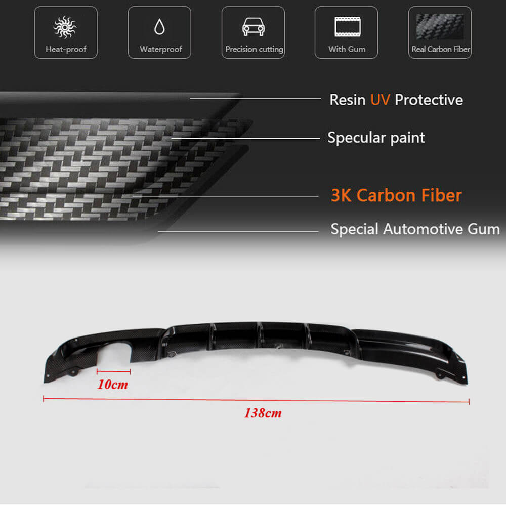 BMW 3 Series F30 M Sport 2012-2018 Rear Bumper Diffuser Carbon Fiber-Ahacarbon