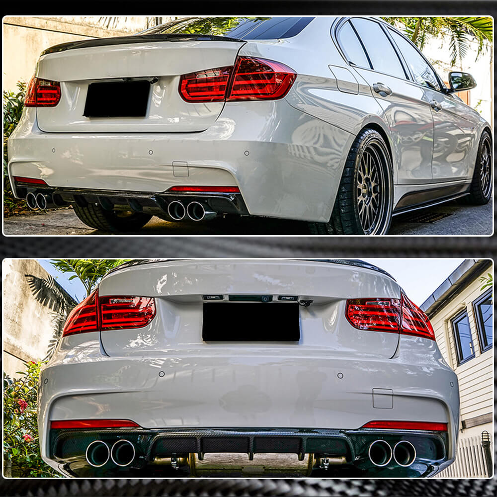 BMW 3 Series F30 M Sport 2012-2018 Rear Bumper Diffuser Carbon Fiber/FRP-Ahacarbon