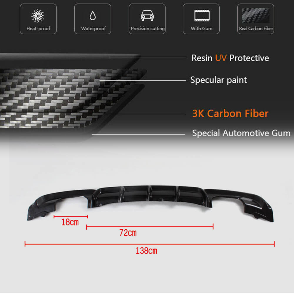BMW 3 Series F30 M Sport 2012-2018 Rear Bumper Diffuser Carbon Fiber/FRP-Ahacarbon