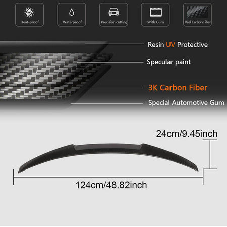 BMW 3 Series F30 F80 M3 Sedan 2014-2020 Rear Trunk Spoiler Carbon Fiber/FRP-Ahacarbon