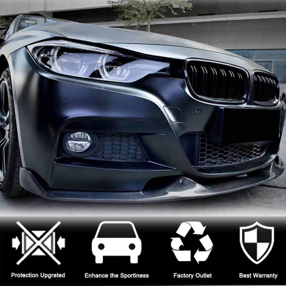 BMW 3 Series F30 M Sport 2012-2018 Front Bumper Lip Carbon Fiber-Ahacarbon