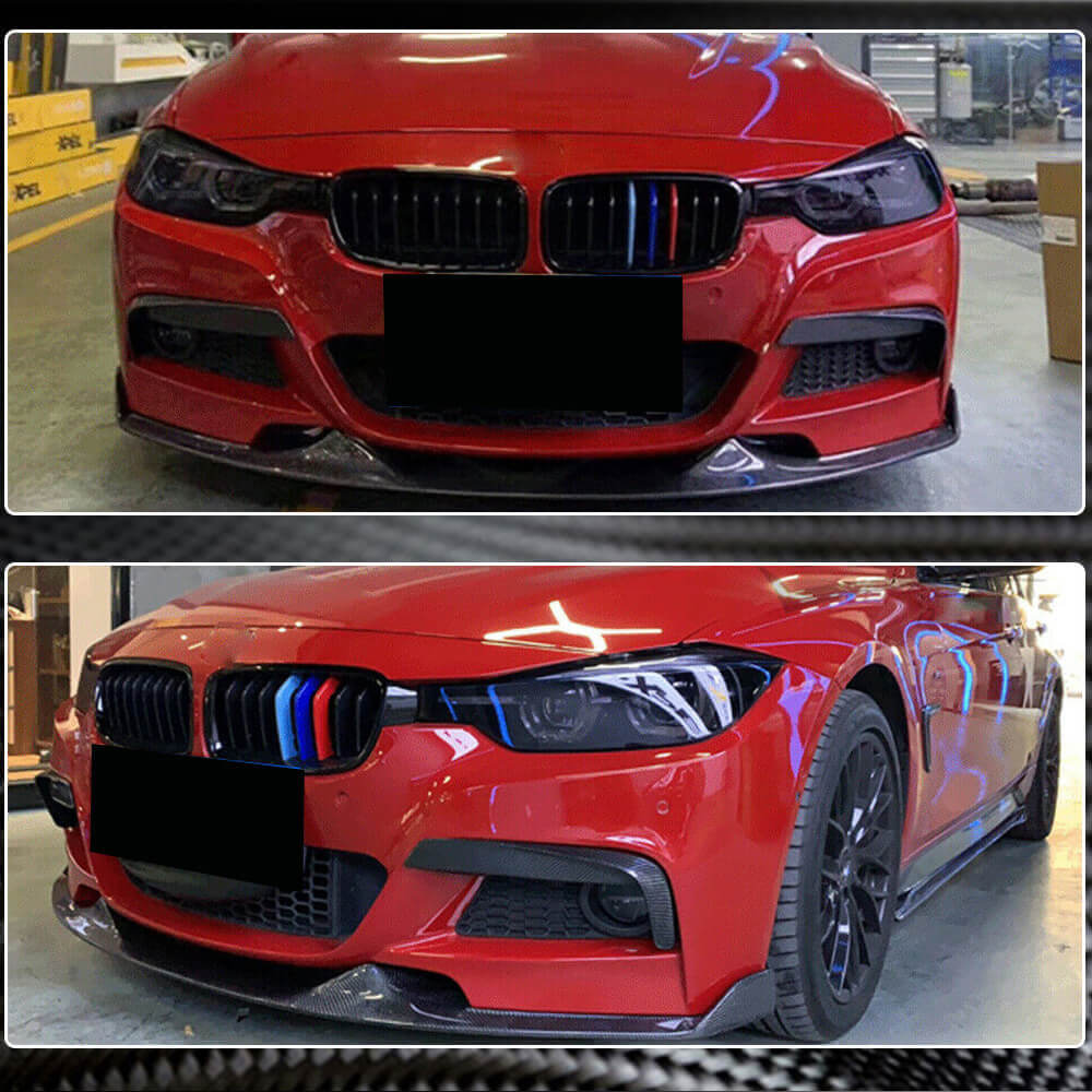 BMW 3 Series F30 M Sport 2012-2018 Front Bumper Lip Carbon Fiber-Ahacarbon