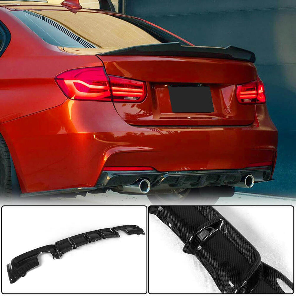 BMW 3 Series F30 M Sport 2012-2018 Rear Bumper Diffuser Carbon Fiber/FRP-Ahacarbon