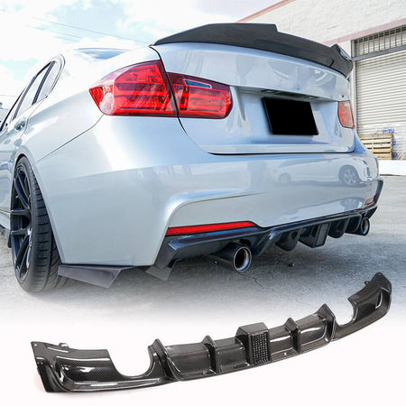 BMW 3 Series F30 M Sport 2012-2018 Rear Bumper Diffuser Lip With brake light Carbon Fiber-Ahacarbon