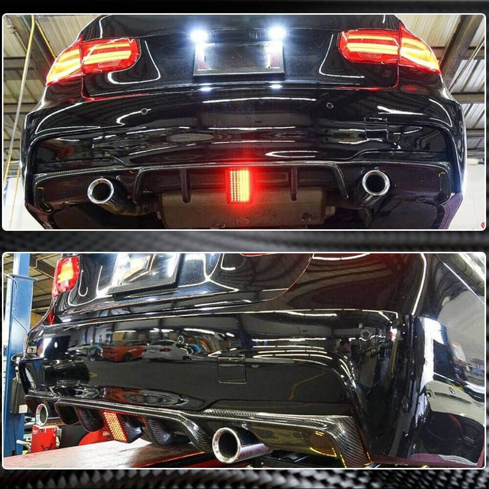 BMW 3 Series F30 M Sport 2012-2018 Rear Bumper Diffuser Lip With brake light Carbon Fiber-Ahacarbon