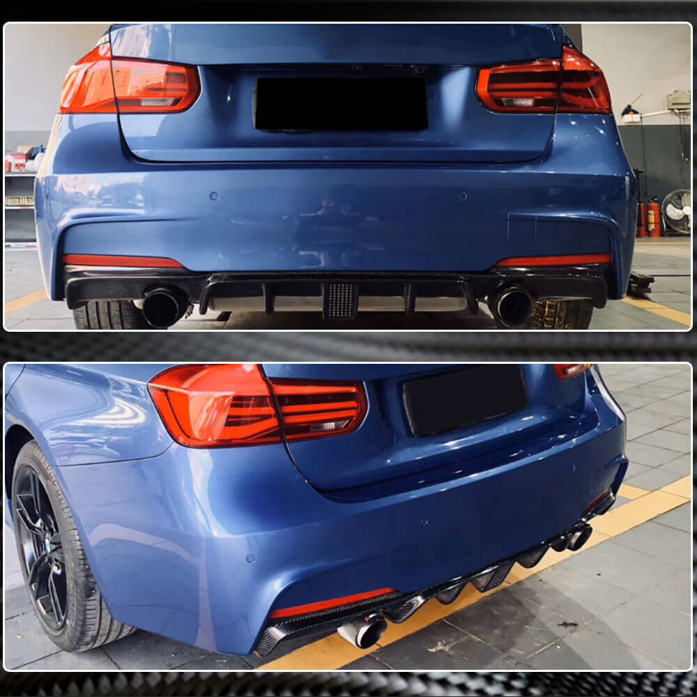 BMW 3 Series F30 M Sport 2012-2018 Rear Bumper Diffuser Lip With brake light Carbon Fiber-Ahacarbon