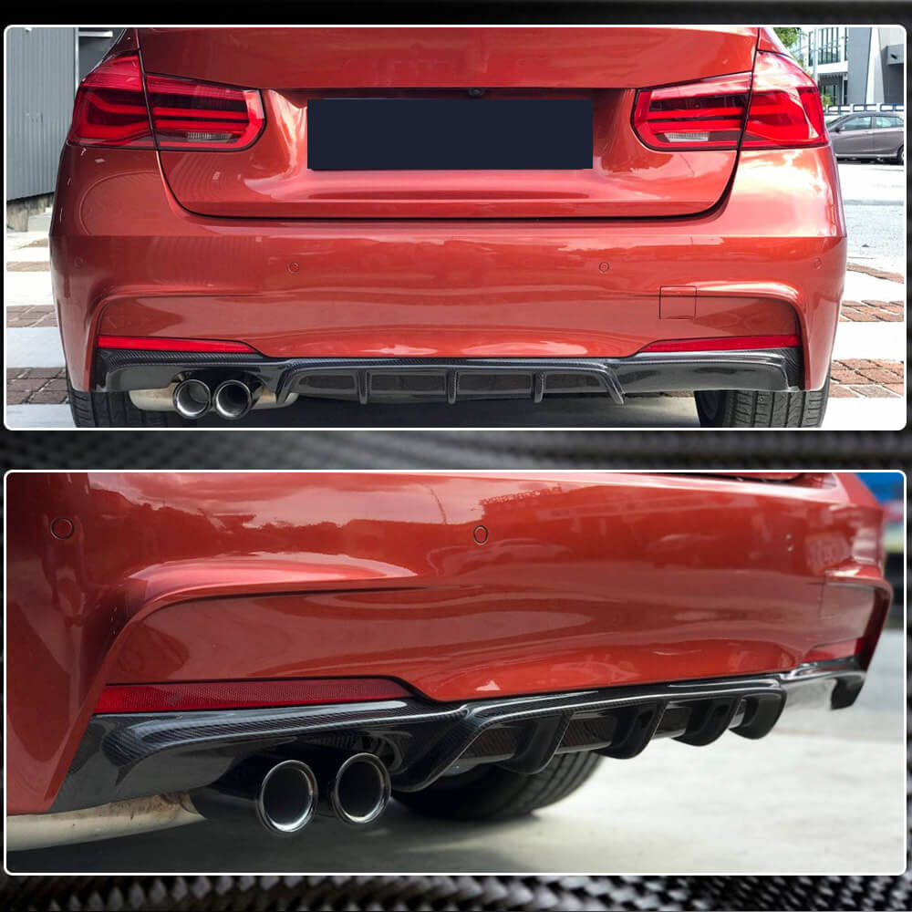 BMW 3 Series F30 M Sport 2012-2018 Rear Bumper Diffuser Carbon Fiber/FRP/ABS-Ahacarbon